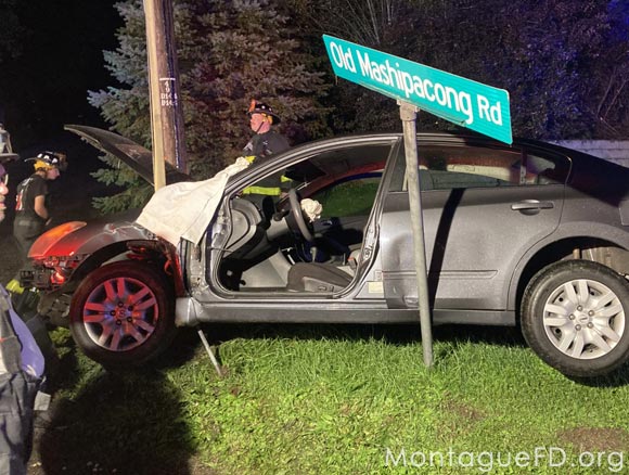 Car Hits Pole Accident Fire Dept Removes Man