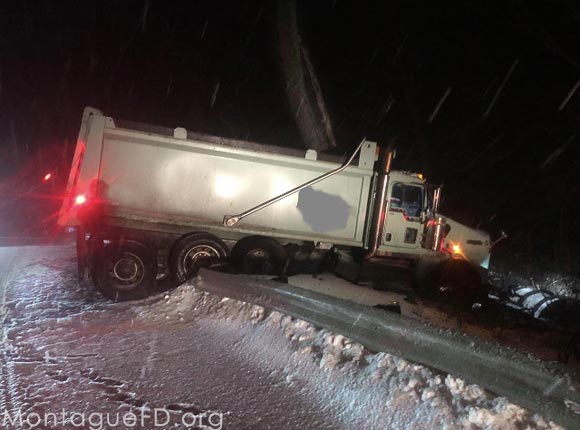 Montague FD Responds to Plow Skidding Off Road